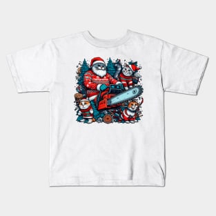 Christmas with Cats and Chainsaws Kids T-Shirt